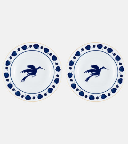Wildbird Soup Plates Set of 2, Blue, La DoubleJ