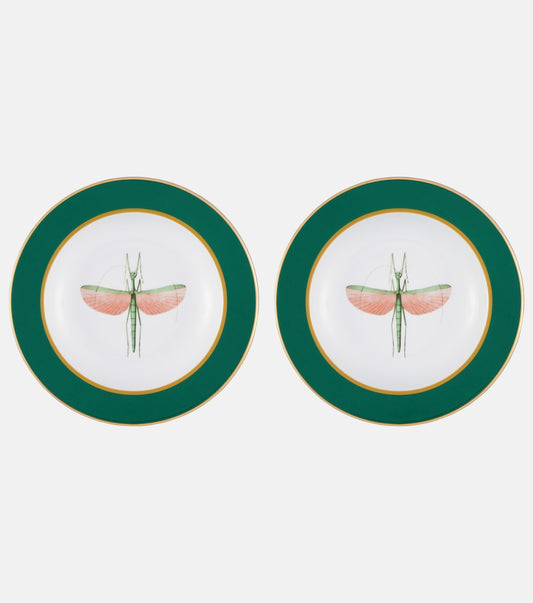 Libellula Soup Plates Set of 2, Green, La DoubleJ