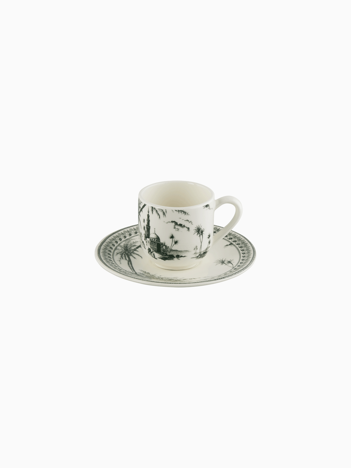 Les Dépareillées Espresso Cups & Saucers, Green (Set of 2), Gien