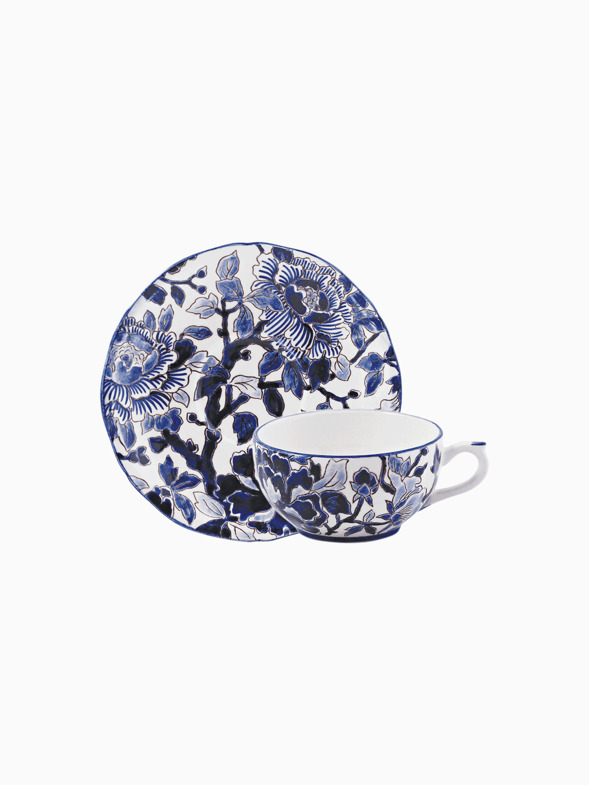 Pivoines Bleues Tea Cup & Saucer, Gien