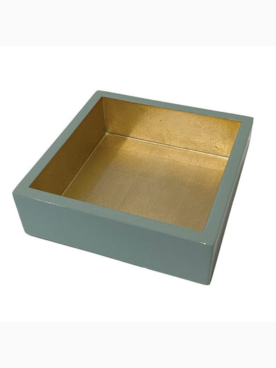 Lacquer Cocktail Napkin Holder, Celadon & Gold, Caspari (2)