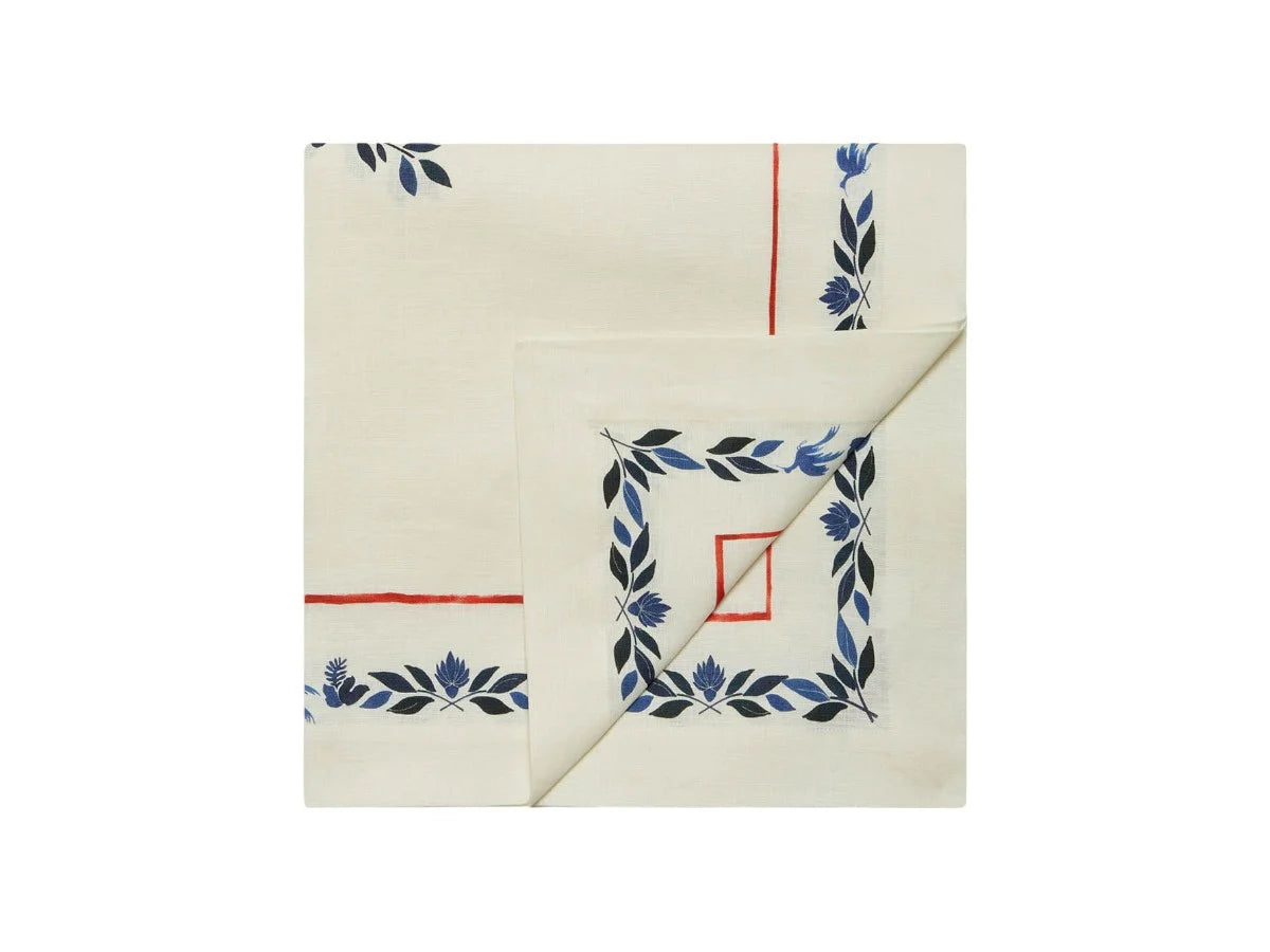 Wildbird Linen Tablecloth L, Blue, La DoubleJ