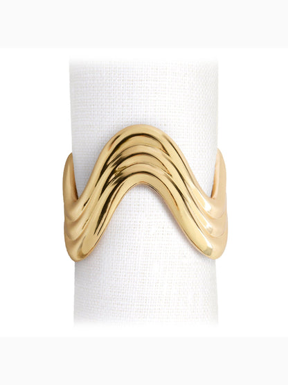 Ripple Napkin Rings Set of 4, Gold, L'Objet