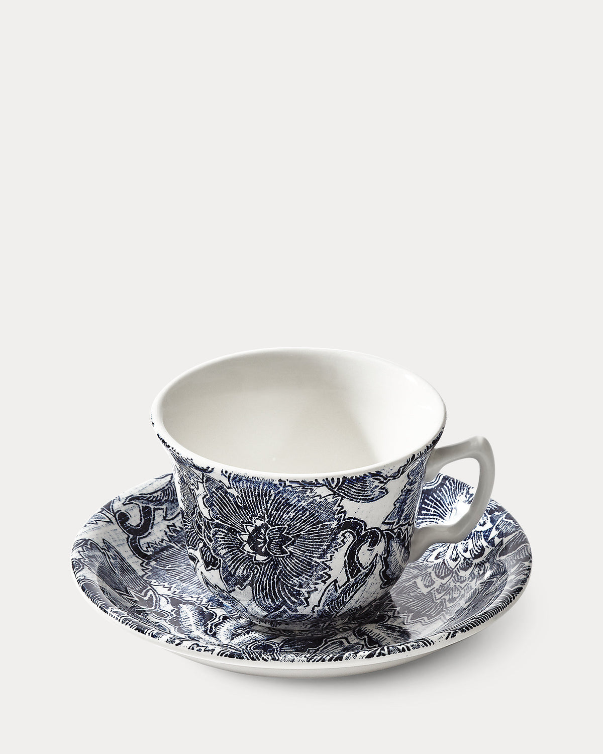 Faded Peony Teacup & Saucer, Indigo, Ralph Lauren Home