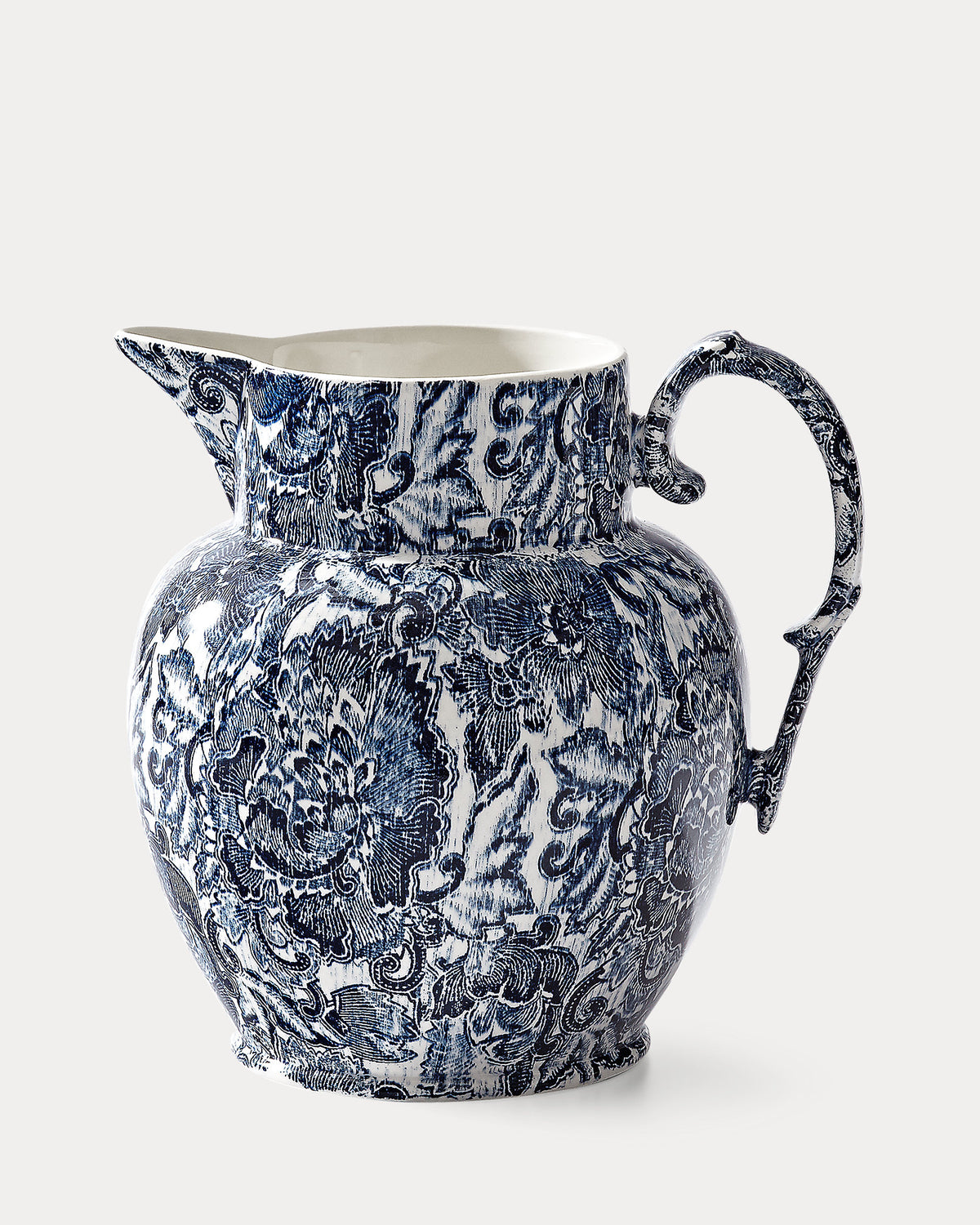 Faded Peony Etruscan Pitcher, Indigo, Ralph Lauren Home