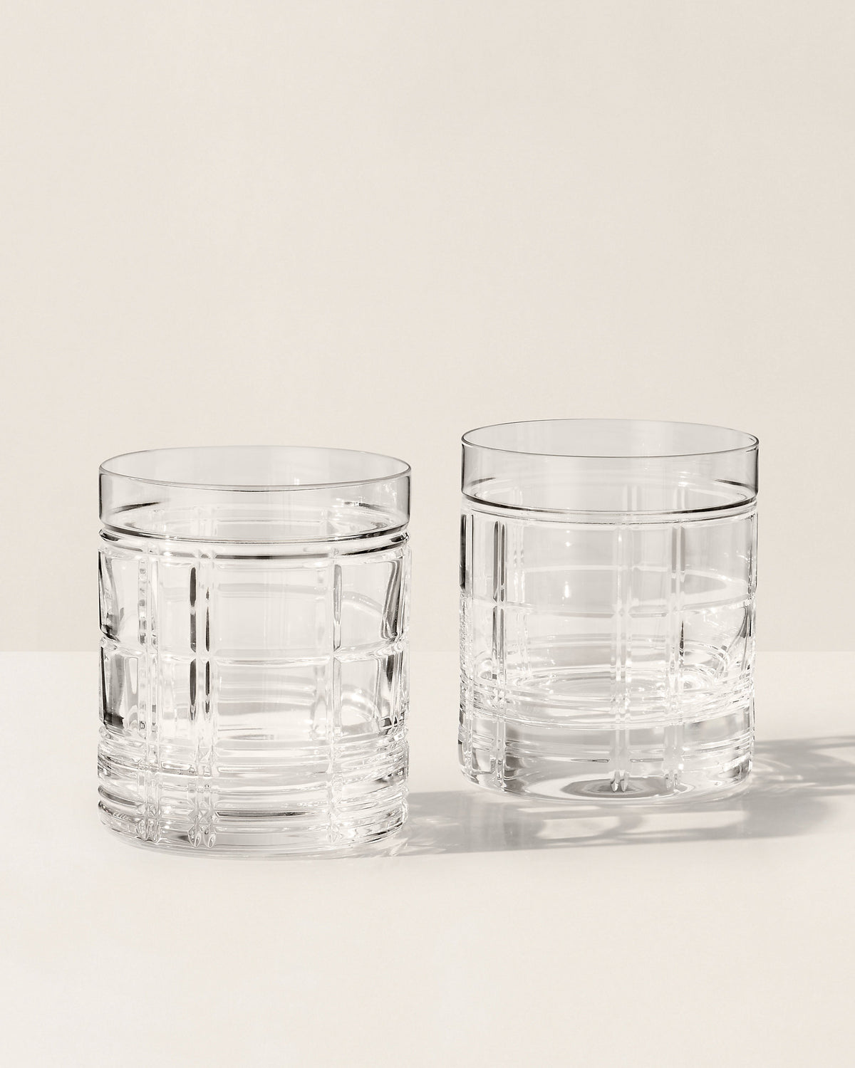Hudson Plaid Double Old Fashioned Gift Set, Clear, Ralph Lauren Home
