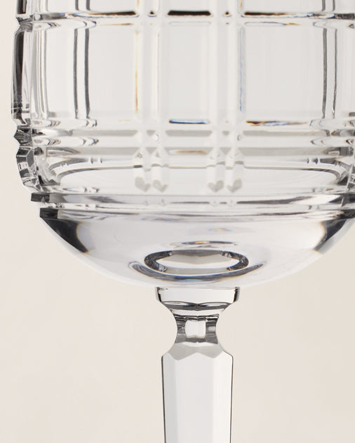 Hudson Plaid Red Wine Glass, Clear, Ralph Lauren Home (2)