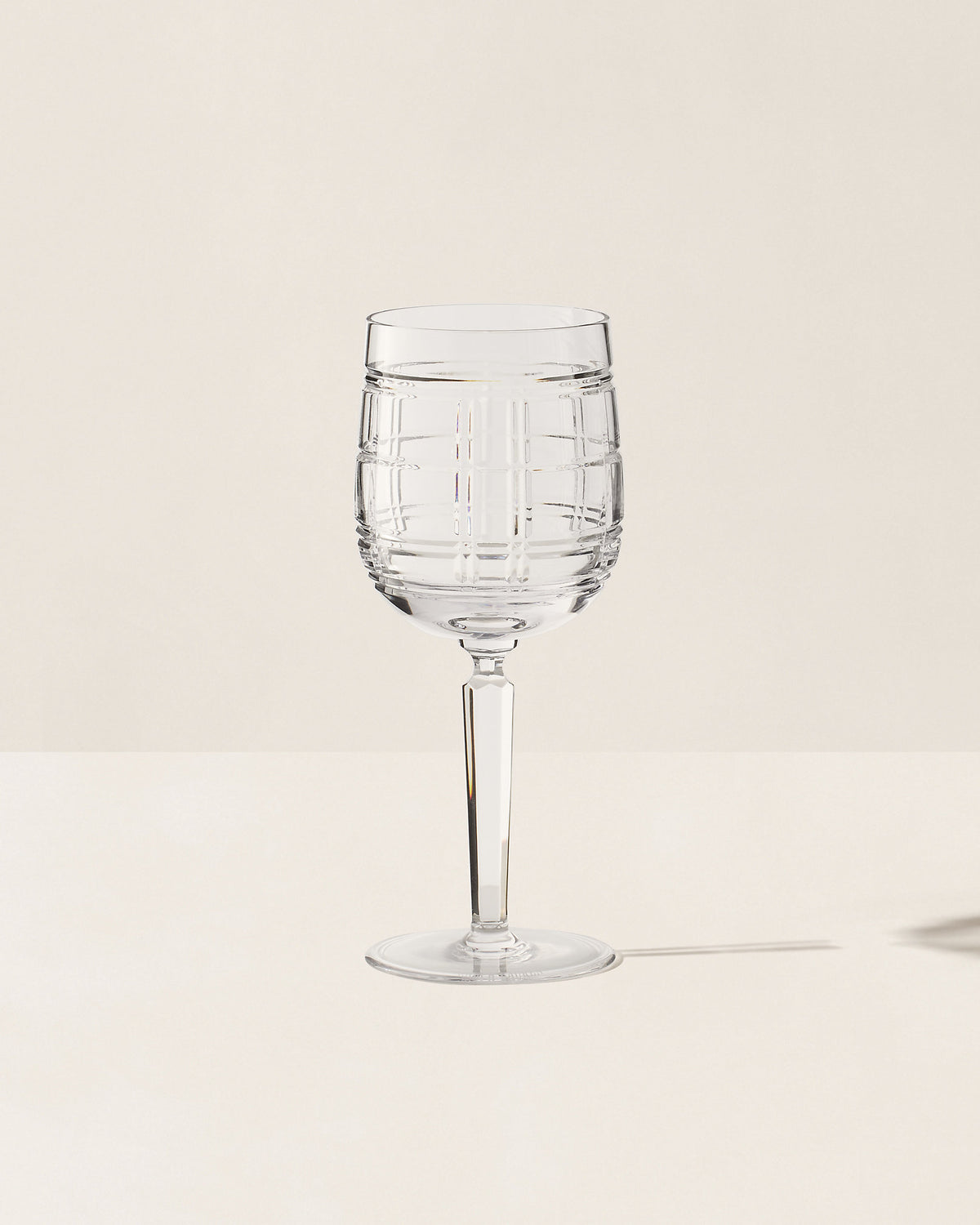 Hudson Plaid Red Wine Glass, Clear, Ralph Lauren Home