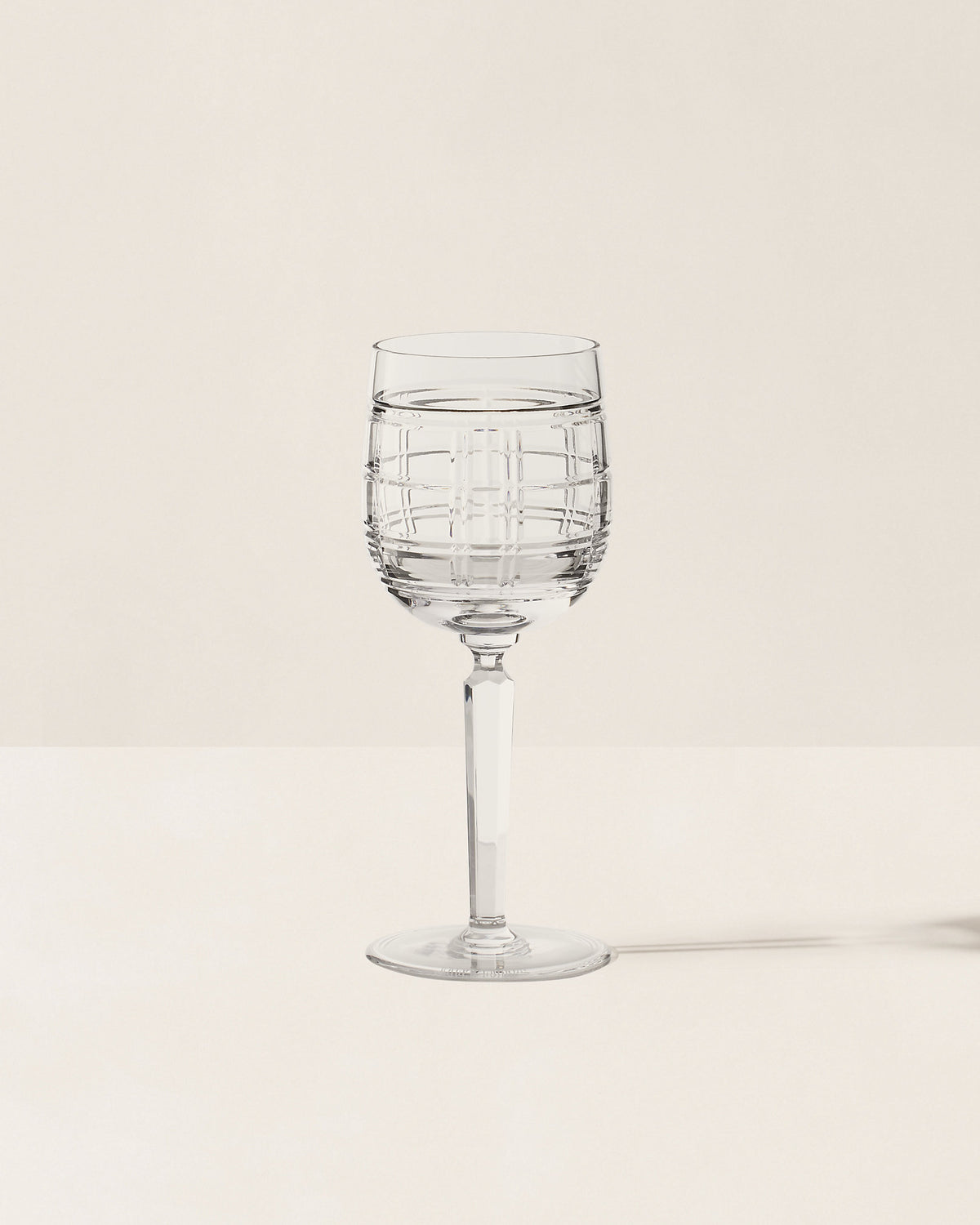 Hudson Plaid White Wine Glass, Clear, Ralph Lauren Home