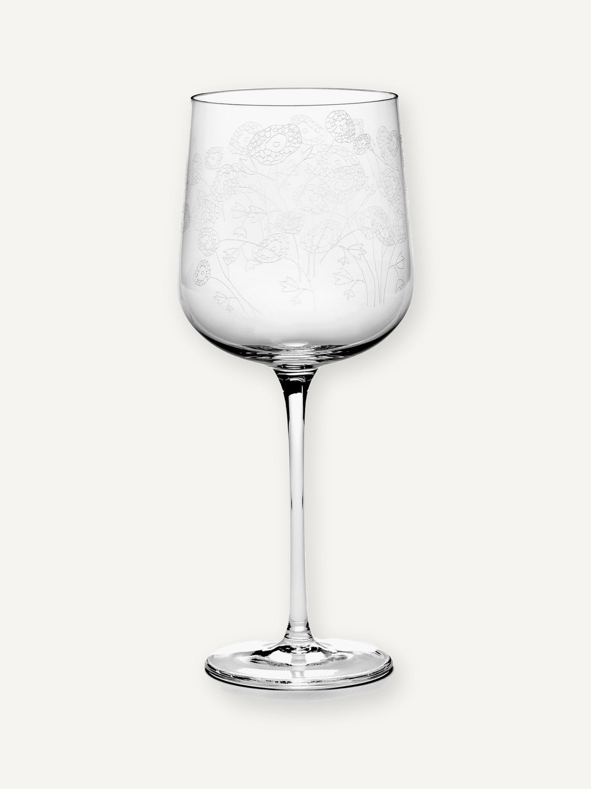 Midnight Flowers Red Wine Glass, Anemone Vaniglia