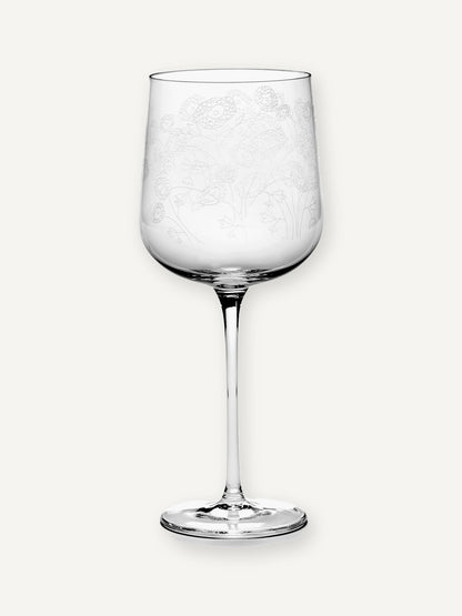 Midnight Flowers Red Wine Glass, Anemone Vaniglia