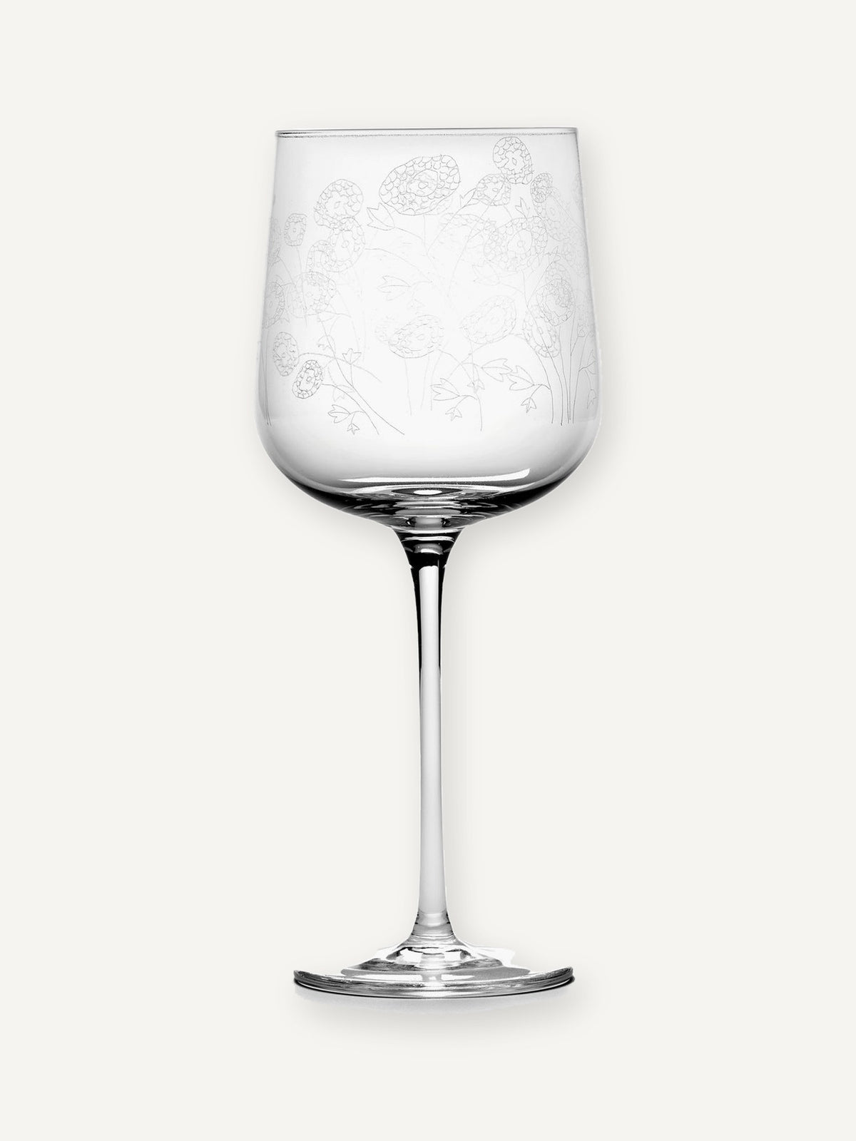 Midnight Flowers Red Wine Glass, Anemone Vaniglia